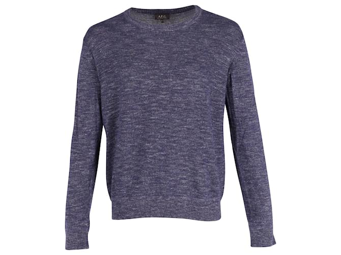 Apc a.P.C. Crewneck Knitted Sweater in Blue Cotton  ref.603861