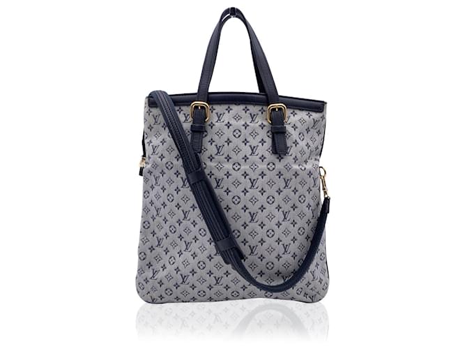 Louis Vuitton Mini sac cabas Françoise en toile de lin à monogramme bleu  ref.603894