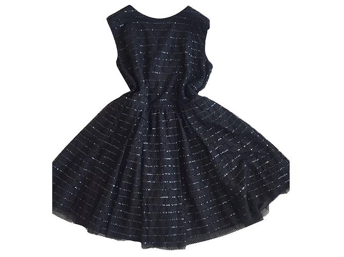 Red Valentino Abito nero in tulle e paillettes