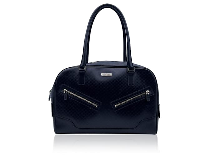 Gucci Bolso bombín de cuero negro Microssima Leather Satchel  ref.604016