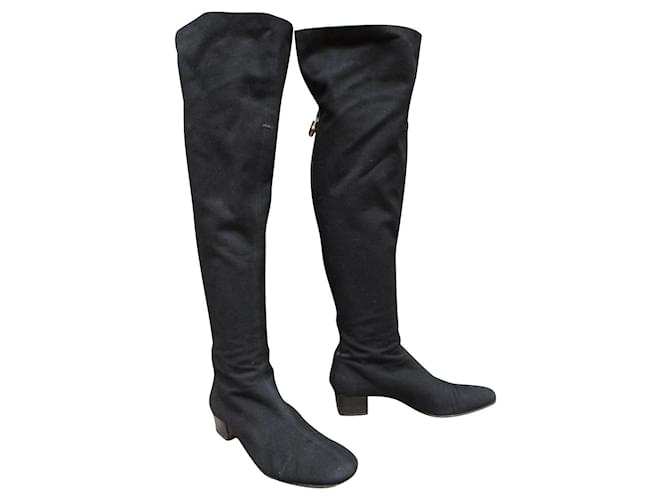 Gucci thigh high boots p 37 Black Leather Cloth  ref.604020