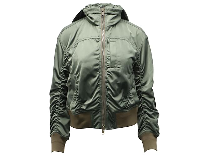 Vince Bomber Jacket with Hood in Green Khaki Polyester  ref.604040