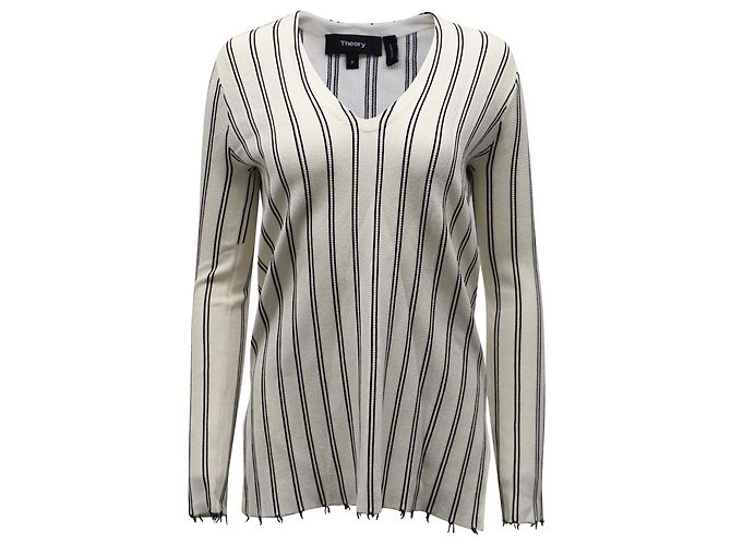 Blusa Theory com decote em V e viscose creme branco Cru
