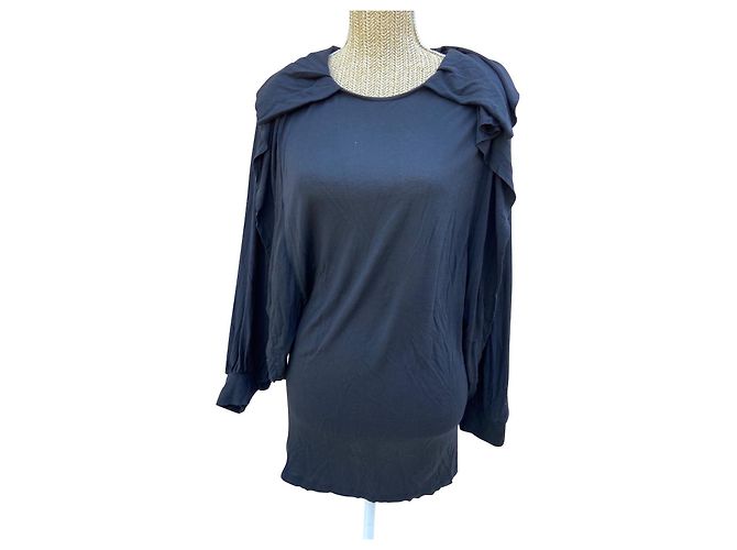 Stella Mc Cartney Stella McCartney Schwarzes Viscose Kleid mit Drapierung