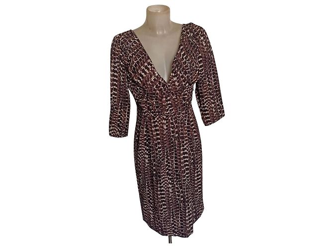 Max Mara vestido de seda manchado Multicor