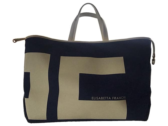 Elisabetta Franchi travel bag Blue Leather Cloth  ref.604083