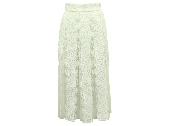 Maje Lace Maxi Skirt in Cream Polyester  White  ref.604123