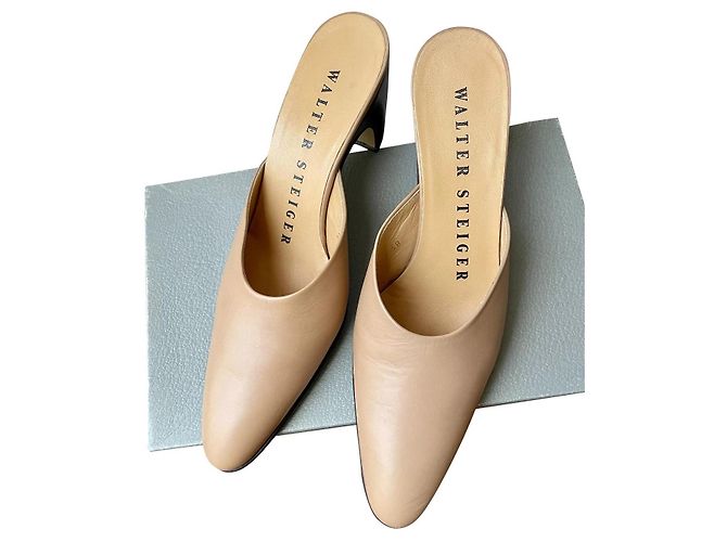 Walter Steiger Mules Beige Leather 38 Brown