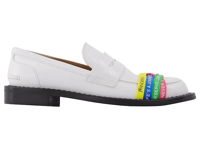 JW Anderson Elastic Loafer in White Leather  ref.604249
