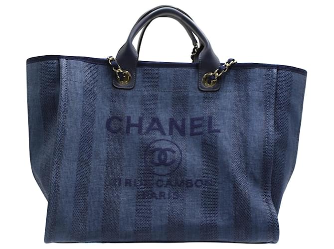 Chanel Deauville Einkaufstasche aus blauem Baumwolldenim Baumwolle  ref.604270
