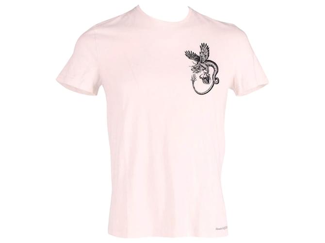 Alexander McQueen T-Shirt mit Drachenaufnäher aus weißer Baumwolle  ref.604273