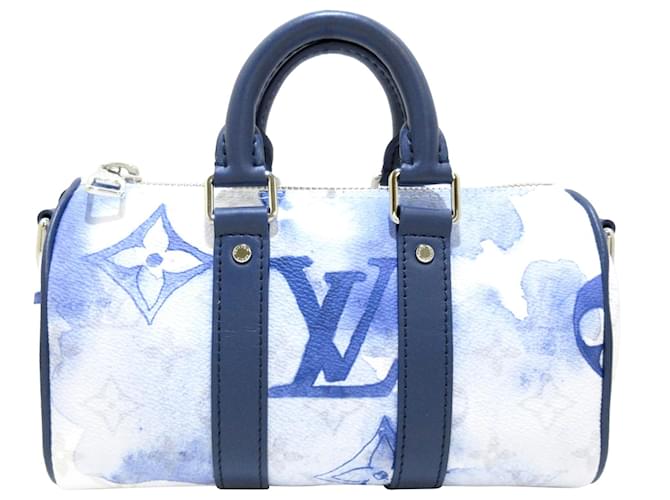 Keepall Bolsa de viaje para acuarela con monograma azul de Louis Vuitton XS Azul claro Paño  ref.604443