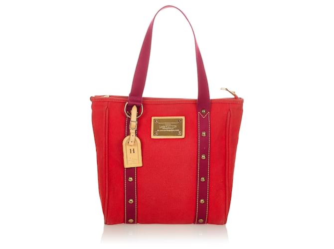 Louis Vuitton Red Antigua Cabas MM Purple Cloth Cloth  ref.604466