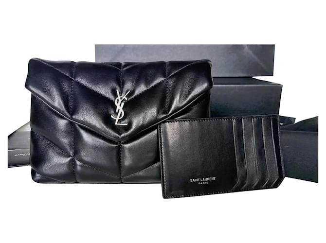 Yves Saint Laurent Small Pouch Loulou Black Lambskin  ref.604526