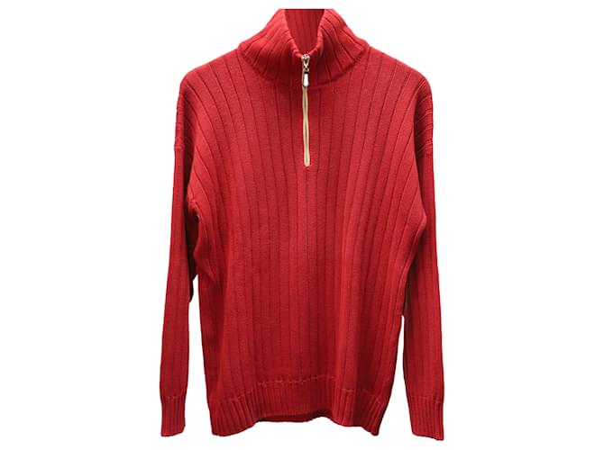 Brunello Cucinelli Jersey de cuello alto acanalado en lana roja  ref.604571