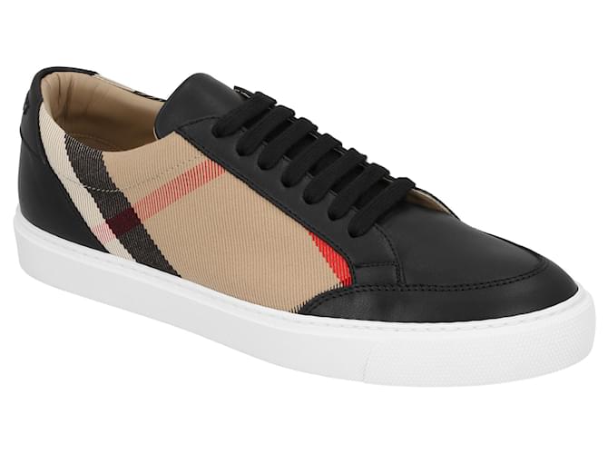 Burberry women house check lace-up sneakers in beige check textile and  leather mix Pony-style calfskin  - Joli Closet