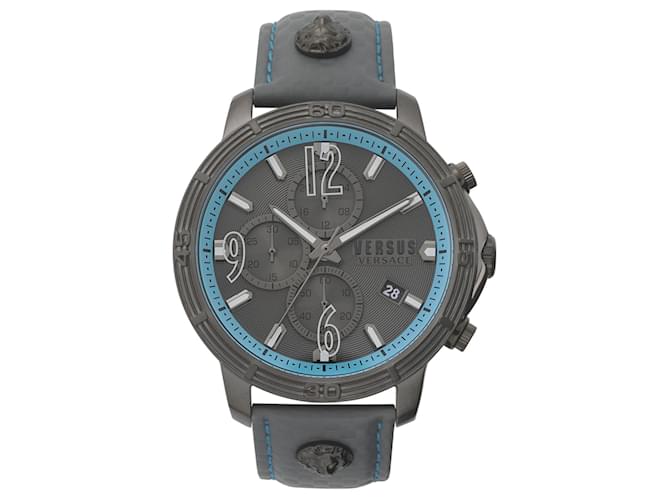 Autre Marque Versus Versace Bicocca Leather Watch Grey  ref.604793
