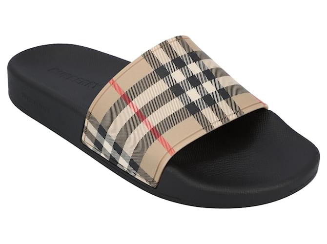 Chanclas de mujer Burberry vintage check en caucho beige Goma  -  Joli Closet