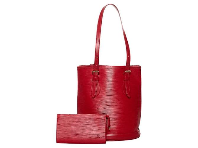 Louis Vuitton Bucket Red Pony-style calfskin  ref.604886