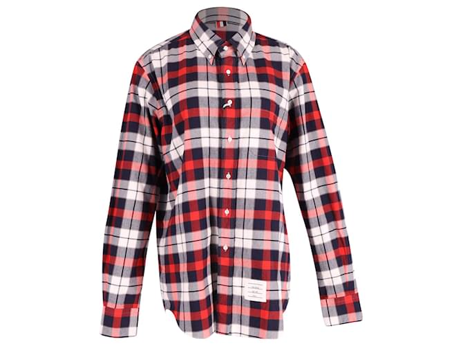 Thom Browne Checked Button Front Shirt in Multicolor Cotton   ref.604899
