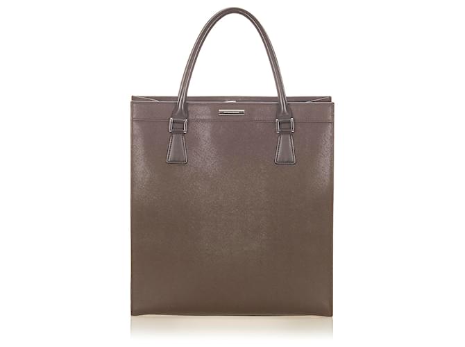 Burberry Brown Leather Tote Bag Dark brown Pony-style calfskin  ref.604916