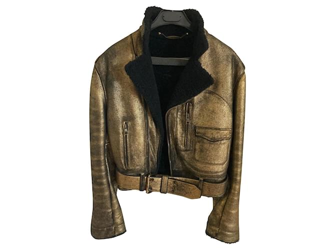 Ralph Lauren Old gold woolen jacket Golden Leather  ref.604961