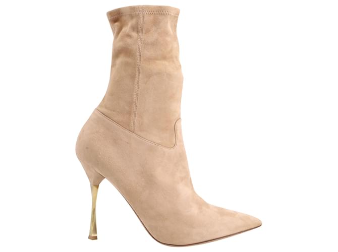 Valentino Pointed Ankle Boots in Nude Suede Flesh  ref.604968