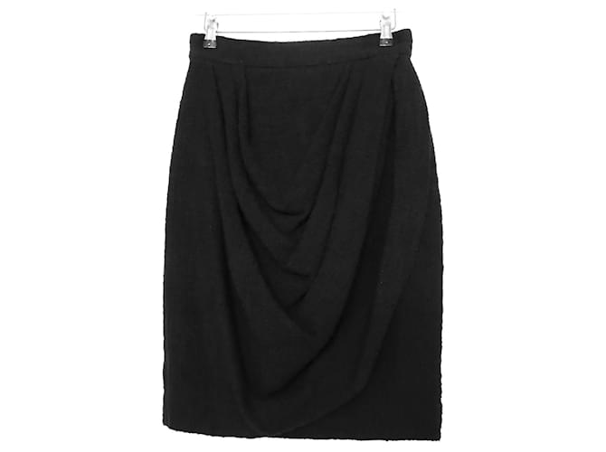Chanel Pre-Fall 2012 Metiers D’Art Paris-Bombay Draped Tweed Skirt Black Cotton  ref.605032
