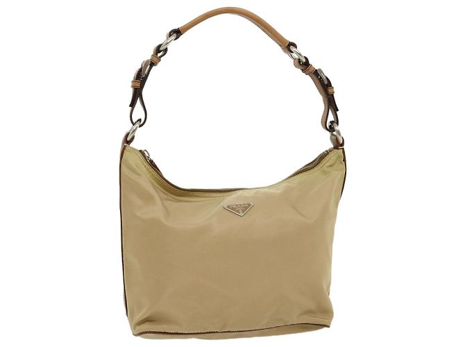 PRADA Borsa A Tracolla Nylon Beige Auth ar7222