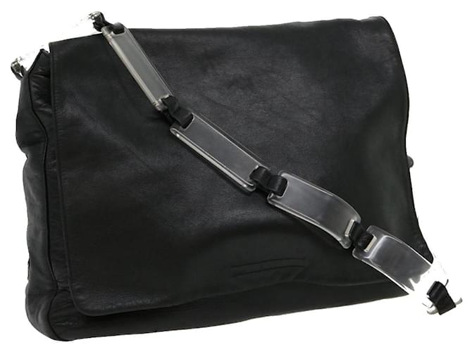 PRADA Shoulder Bag Leather Black Auth pt3237  ref.605253