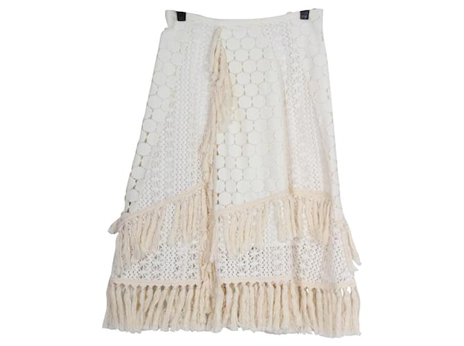 See by Chloé See by Chloe jupe à franges Coton Crème  ref.605354