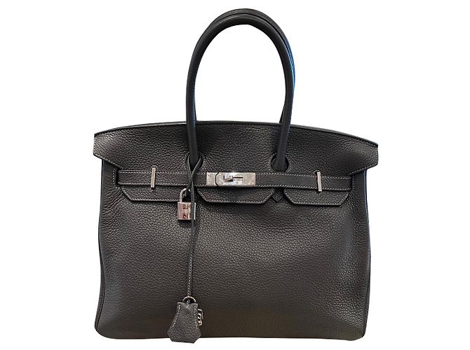 Birkin Borsa Hermès in pelle nera Nero