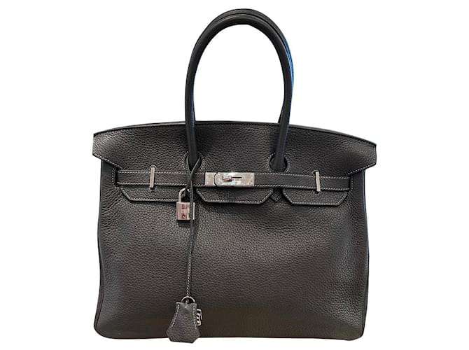 Birkin Hermès Handbags Black Leather  ref.605357