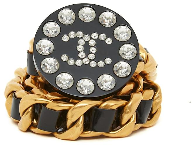 Chanel 95A BELT BLACK RHINESTONES CC T70 Golden Metal  ref.605420