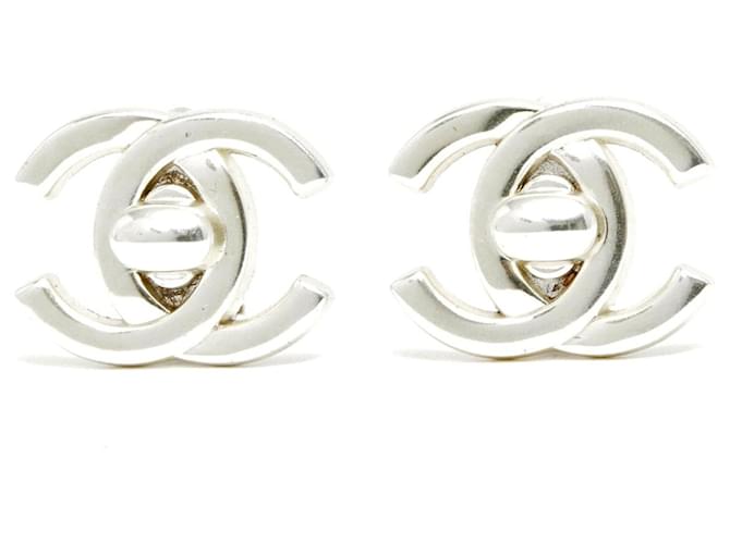 Chanel CLIP TURNLOCK CC ARGENTO L Metallo  ref.605433