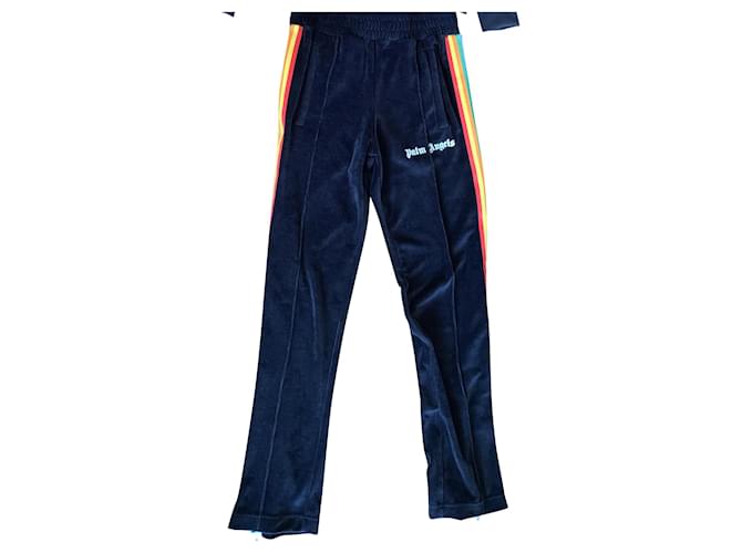 Palm Angels Pants with multicolored bands Black Cotton ref.605439