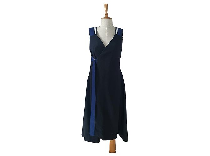 Autre Marque Vestido Left-handed Paris de algodón negro blanco azul