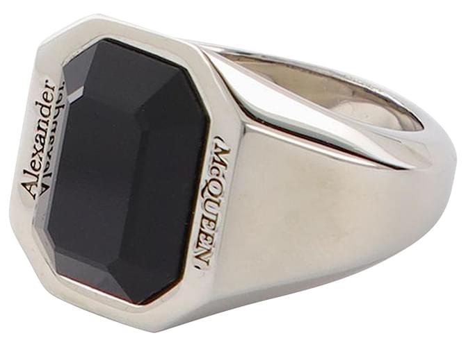 Alexander Mcqueen Jewelled Ring in Brass Silvery Metallic  ref.605670