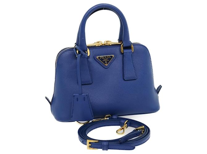 Saffiano PRADA Mini-Handtasche Safiano-Leder 2Weg Blau Auth 30321BEIM  ref.606027