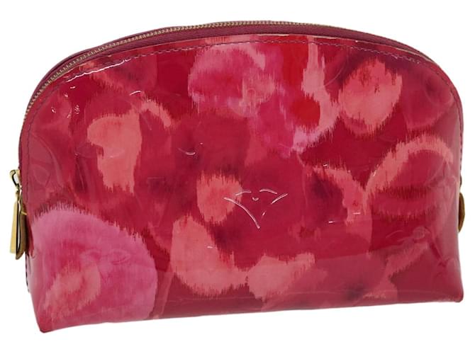 LOUIS VUITTON Vernis Ikat Flower Pochette Cosmetic Pouch Pink M90045 Auth rz415 Patent leather  ref.606065