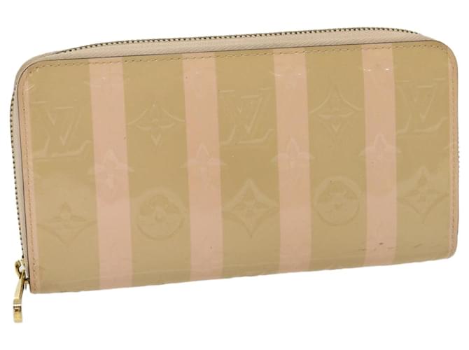 LOUIS VUITTON Vernis Rayure Zippy Wallet Long Wallet Beige M58037 auth 30210 Pink Patent leather  ref.606114