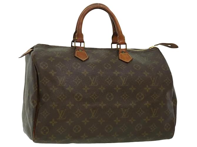 Louis Vuitton Monogram Speedy 35 Borsa a mano M41524 LV Auth ds547 Monogramma Tela  ref.606192