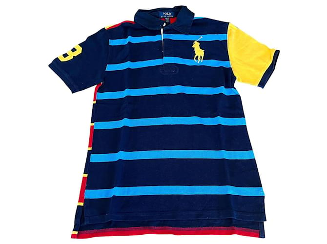 Polo Ralph Lauren T-shirts Coton Rouge Bleu Multicolore Jaune Bleu Marine  ref.606196