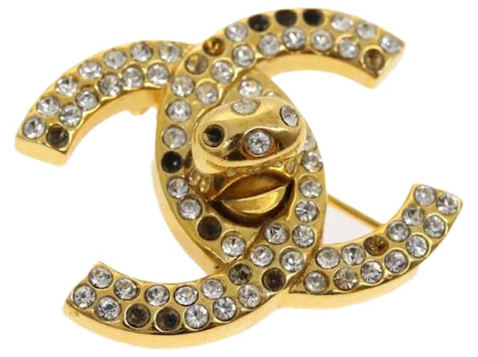 CHANEL COCO Mark Brooch Metal stone Gold CC Auth pt3102 Golden  ref.606201