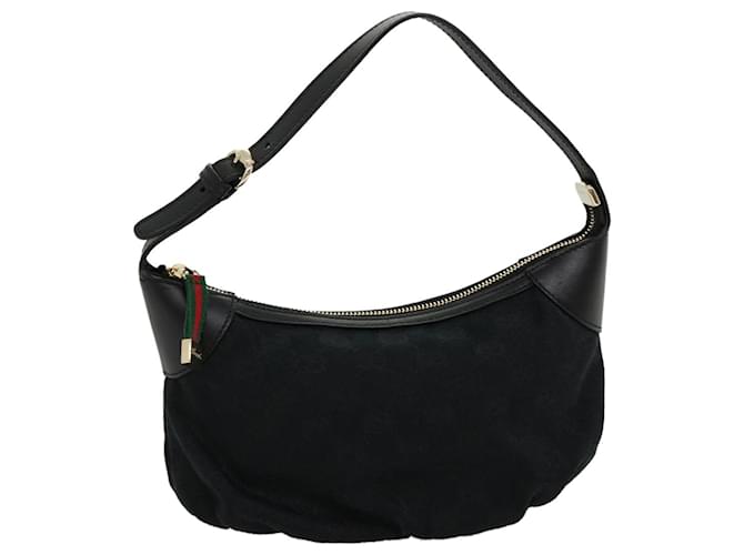 GUCCI GG Canvas Web Sherry Line Pouch Black Red Green Auth ki2089a  ref.606214