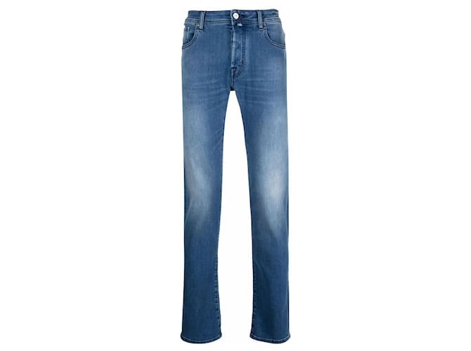 Jacob Cohen Calça Jeans Slim Patch Logo Azul Azul claro Algodão  ref.606333