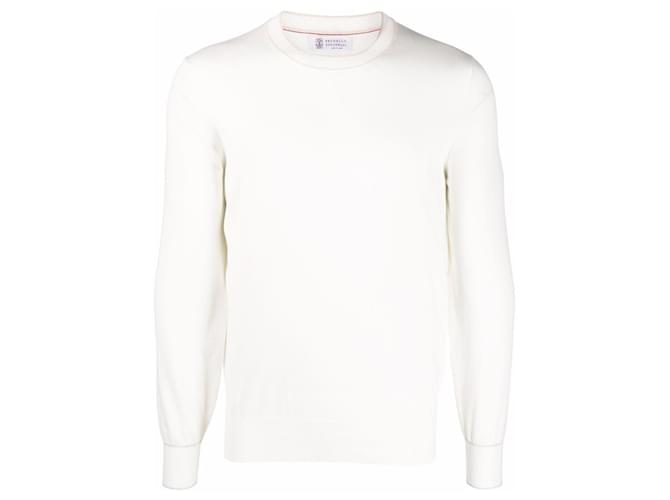 Brunello Cucinelli T-shirt à manches longues White Cotton  ref.606336