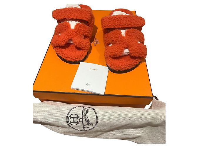 Hermès Cyprus Mules Orange Leather