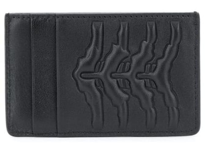 ALEXANDER MCQUEEN - Porte-cartes à motif colonne vertébrale Petit Black Leather  ref.606540