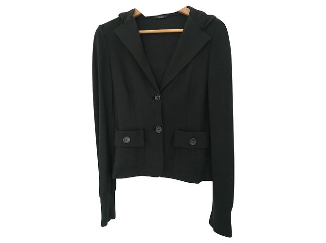 Blazer com capuz preto de viscose Carla G.
